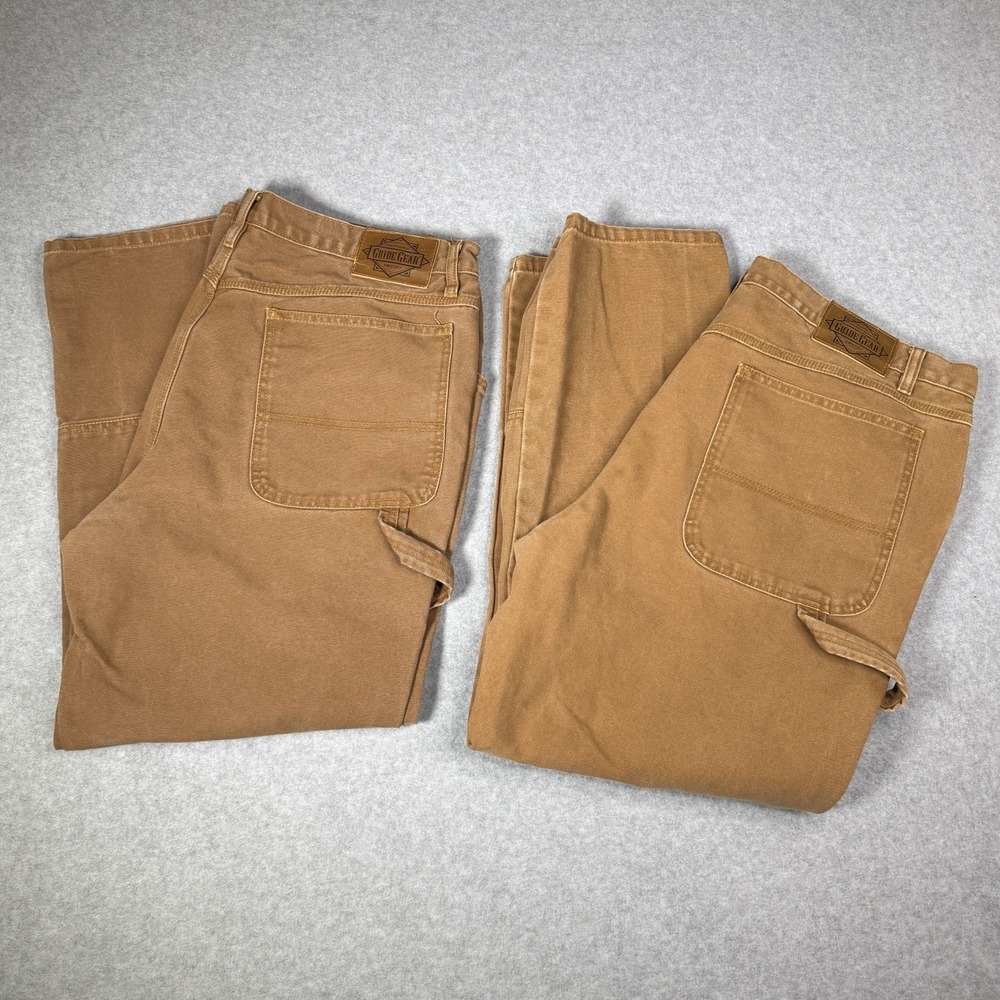 Lot Of 2 Vintage Guide Gear Mens 40x30 Double Knee Cotton Canvas Carpenter Pants